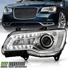 For 2015-2023 Chrysler 300 Chrome Halogen LED DRL Projector Headlight - Driver