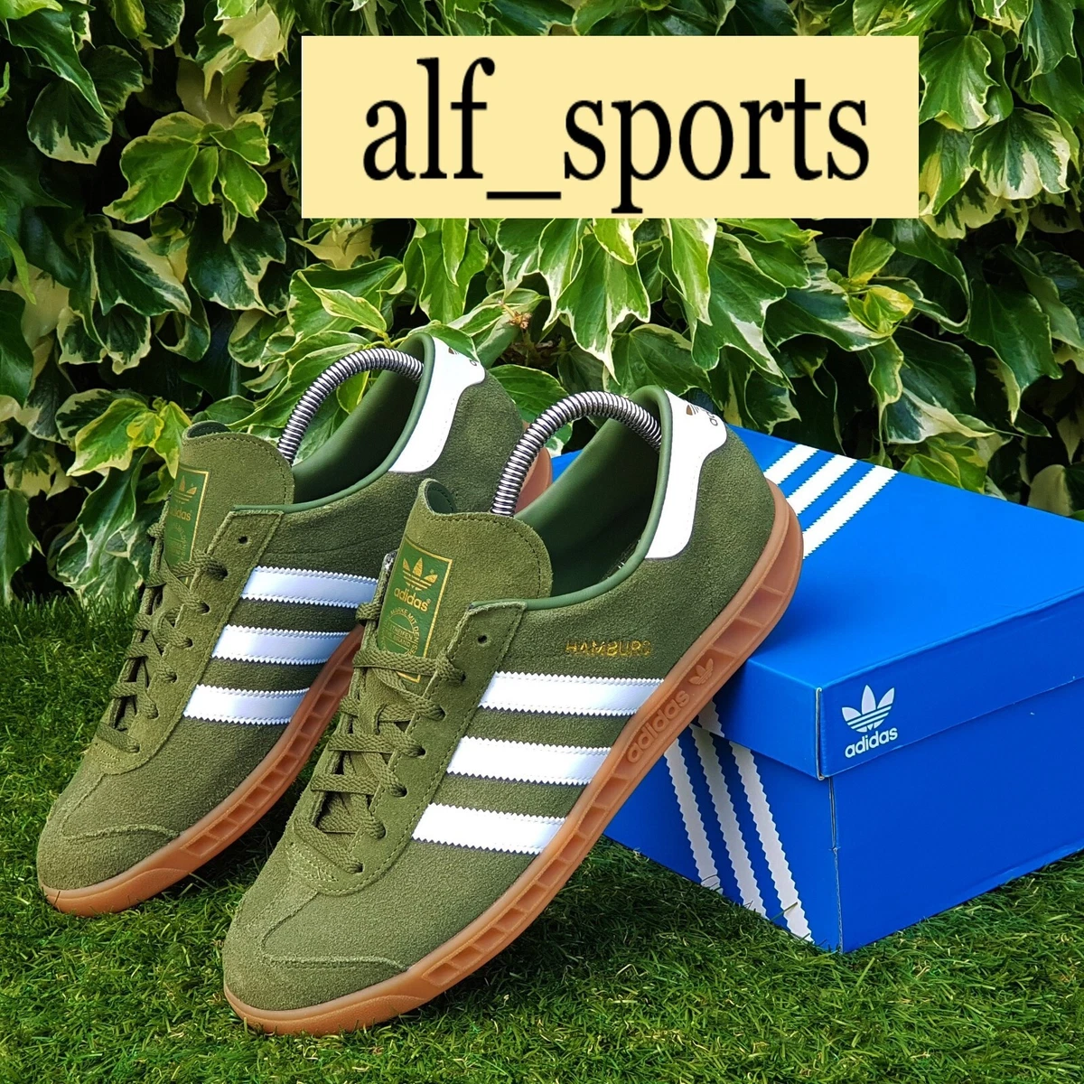 BNWB Authentic Adidas Originals Hamburg Trainers in Wild Pine UK Size 9