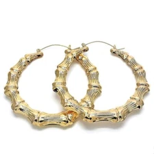 High Quality Classic 14K Gold Filled Bamboo Round Shaped Hollow Hoop Earrings