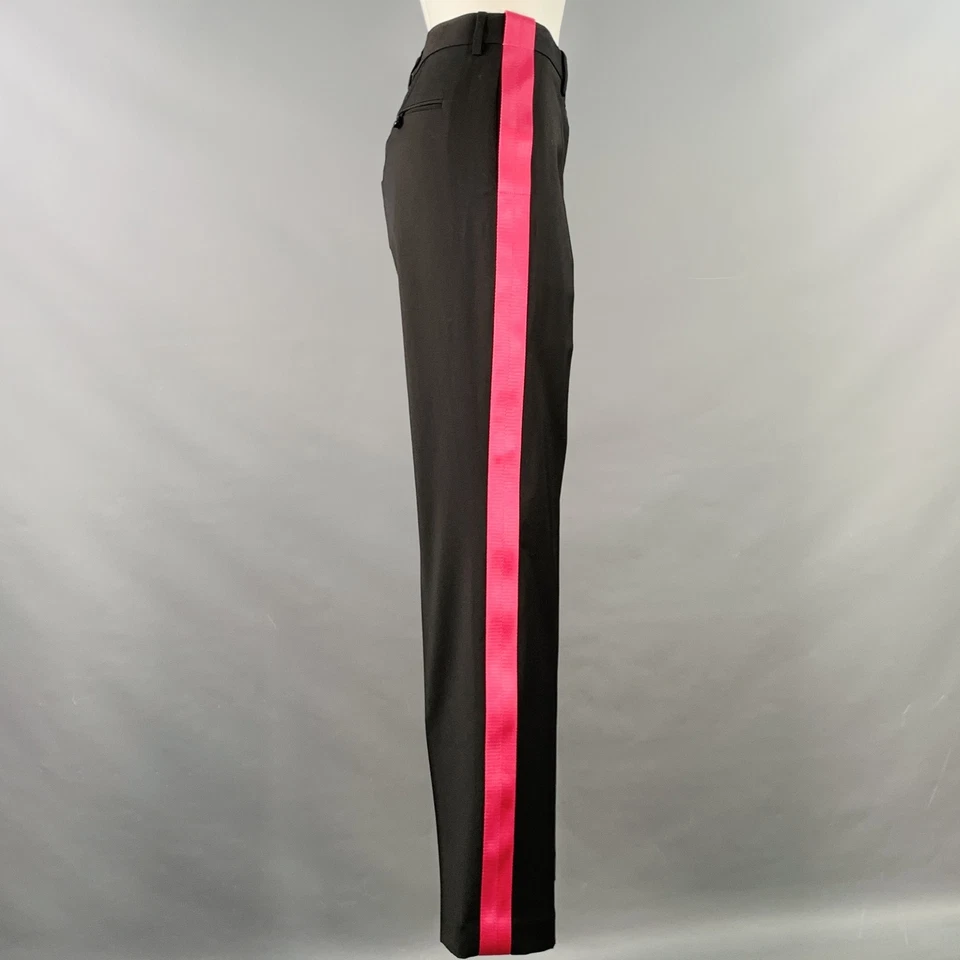 HELMUT LANG Talla 6 Cinturón Negro Rosa Lana Recto Cremallera Vestido Pantalones - Imagen 2 de 4