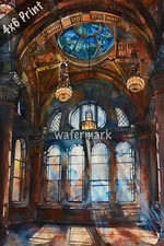 Smithsonian Institution watercolor Art 4x6 Print