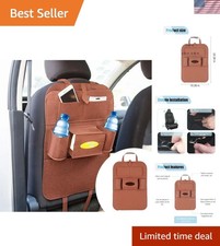 Felt Car Seat Back Organizer, Kick Mats Car Back Seat Protector for Kids, 6-P...