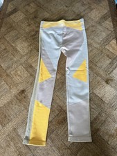 Nike Dri-FIT Women's Ankle Leggings Beige Yellow Gray Geometric Size L