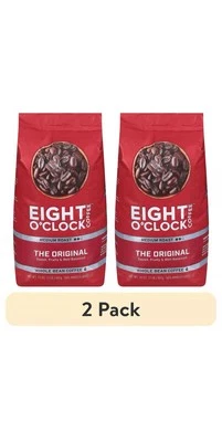 (2 pack) Eight O'Clock The Original Medium Roast Whole Bean Coffee, 32 oz Bag