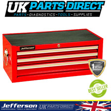 Jefferson Red 3 Drawer Middle Tool Chest Box | BALL BEARING RUNNERS
