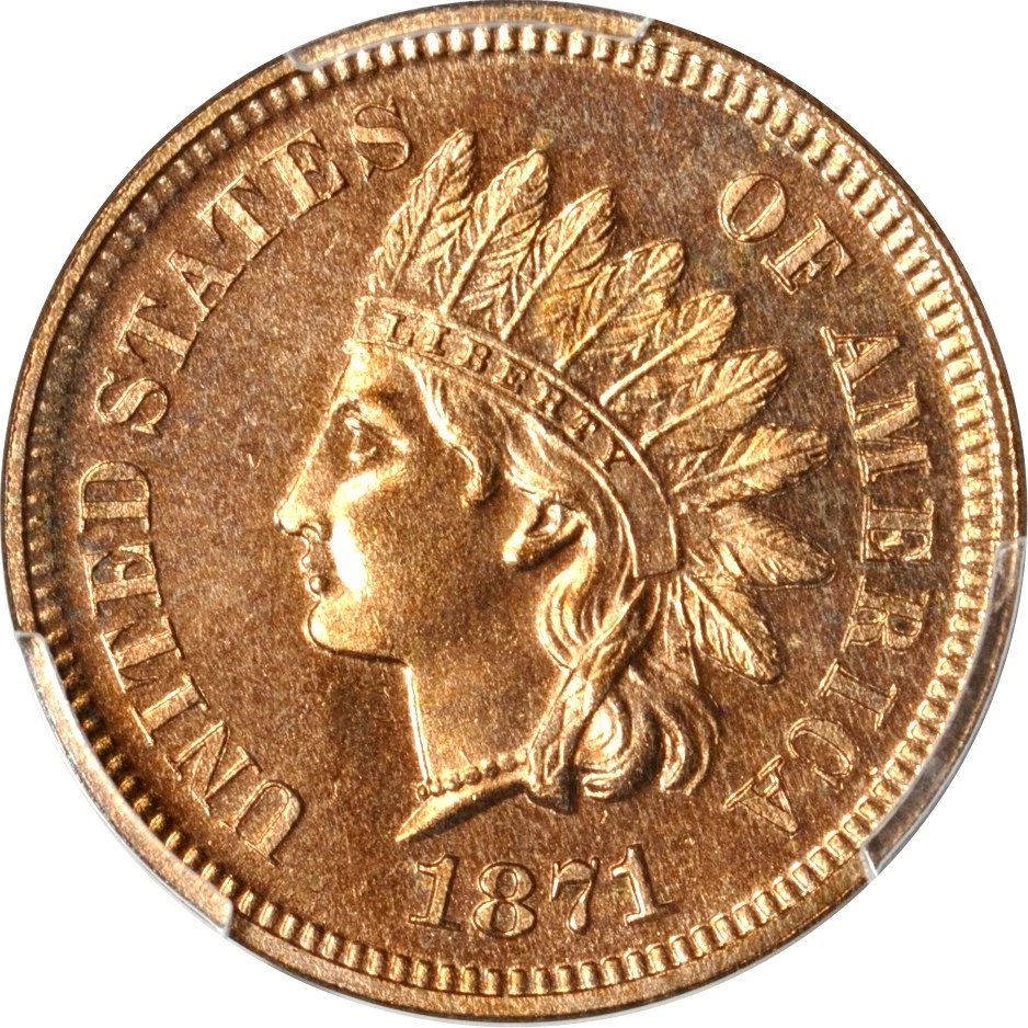 1871 1C Indian Cent PCGS PR66RD (PHOTO SEAL)