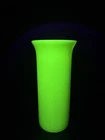 Vintage 1940’s Fenton Vaseline Canary Stretch Glass Vase 10.5” Uranium Vase