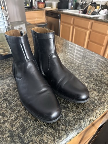 Florsheim Comfortech W/ortholite Side Zipper Black Leather Boots Sz 10.5 EEE - Picture 2 of 10