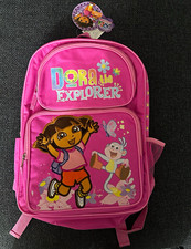 Dora the Explorer Girls Large 16 Pink Polyester Backpack Zip Bottle Pocket