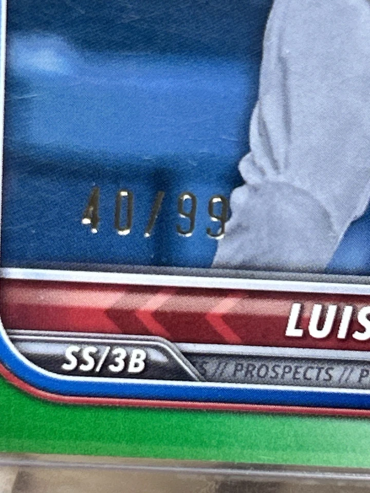 2022 Bowman 1st Paper Green #/99 Luis Verdugo #BP-147 - Image 2 of 2