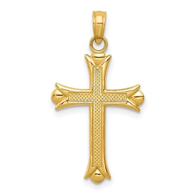 14k Fleur De Lis Cross Pendant 30 X 16MM 1.19gm