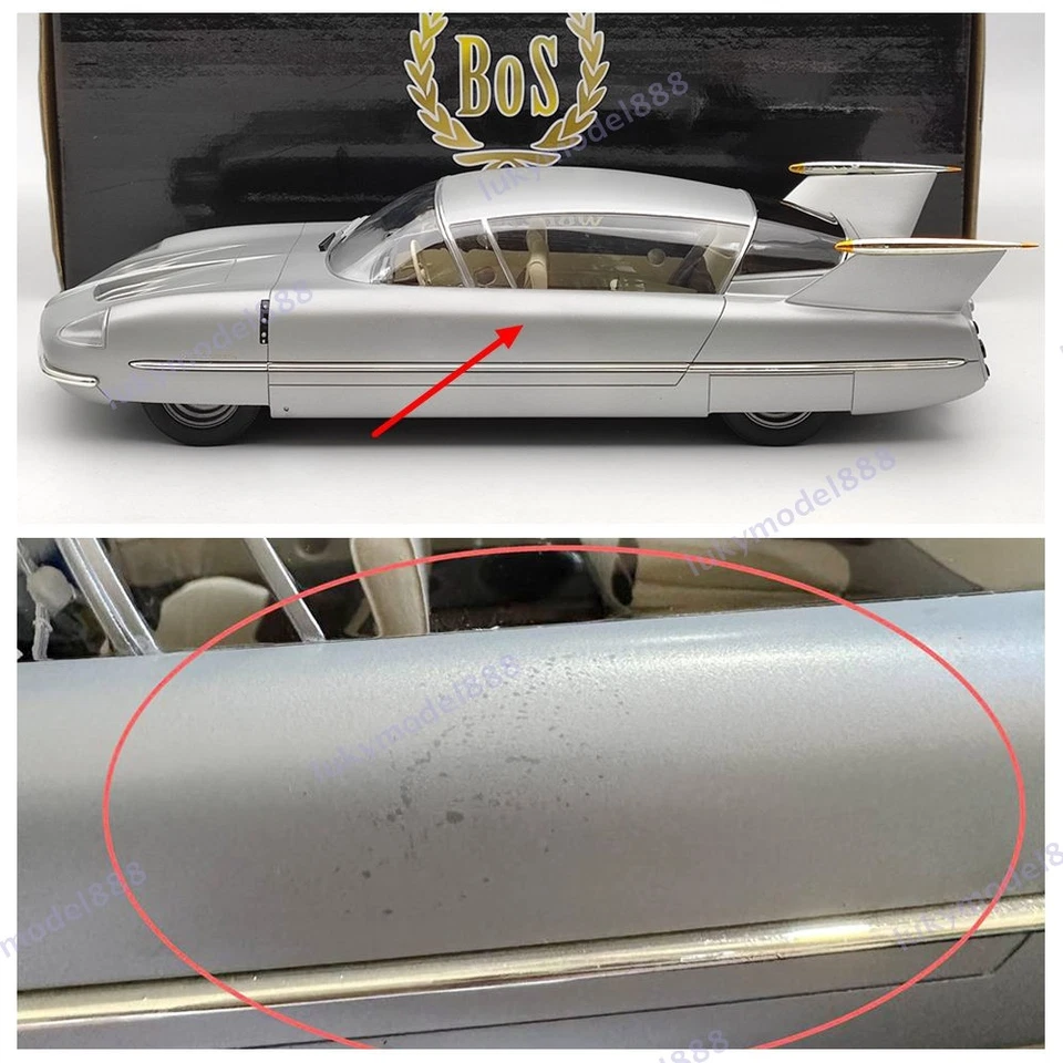 BOS 1/18 Borgward Traumwagen 1955 Silver BOS052 Resin Model Car Limited Used - Image 3 of 4