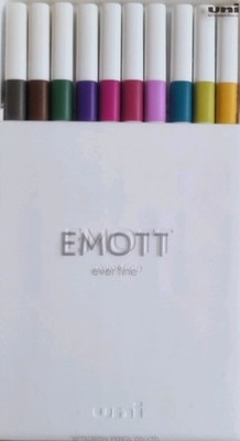 Uni Emott Fine Color Liner 0,4 Zeichnen Schreiben Stifte 10 verschiedene Farben Packung NEU