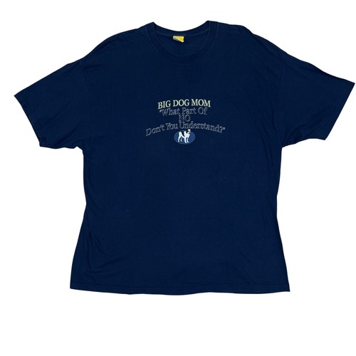 Vintage 90s Big Dogs T-Shirt XXL 25x32 Big Dog Mom Graphic Navy Blue Cotton Tee