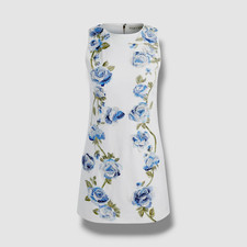 Alice + Olivia Women's Ivory Floral Embellished Round Neck Clyde Dress Size 0