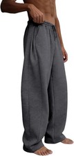 Men's Baggy Sweatpants Heavyweight Fleece Wide Leg Drawstring Sweat Pants,Cas..
