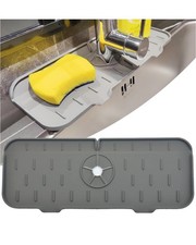 Kitchen Faucet Sink Splash Guard, Silicone Water Catcher 14.6x5.7 inch, Gray