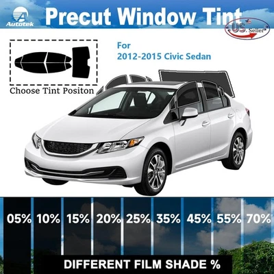 Computerized Custom PreCut 2Ply Window Tint Film Kit For 12-15 Honda Civic Sedan - Image 1 of 4