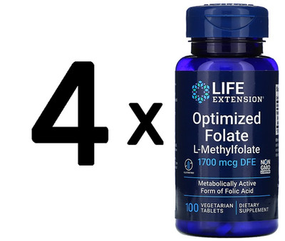 4 x Life Extension Optimized Folate, 1700mcg - 100 vegetarian (137,38 EUR/kg)