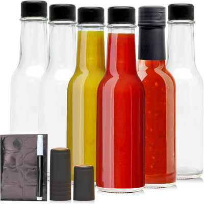 Brajttt 5Oz Glass Bottle, Clear Woozy Bottles with Shrink Capsules,Empty Small B