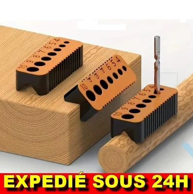 Guide de Perçage Trous 4 à 10mm Gabarit Foret Menuiserie Précision Bricolage - Photo 1/4