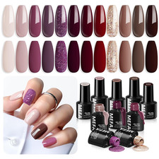 Fall Gel Nail Polish Set, 12 Colors Burgundy Red Nail Polish Set Champagne Gold