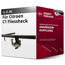 Anhängerkupplung abnehmbar für Citroen C1 Fliessheck 09.2005-09.2014 neu