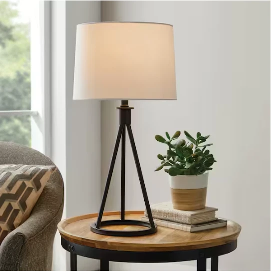 Hampton Bay Higgins 23.75 in. Black Tripod Table Lamp with Round Base - Image 2 of 4