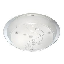 25cm Round Clear Beads on Glass Design Flush Centrepiece Ceiling Fitting Light