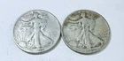 LOT OF 2 WALKING LIBERTY SILVER HALF DOLLARS 90% SILVER FREE SHIPPING #8981