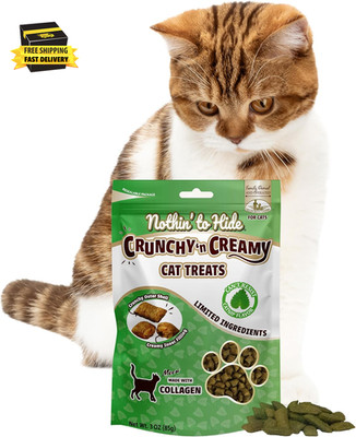 Nothin  to Hide Collagen Cat Treats   Crunchy & Creamy Cat Snacks, High-Protein