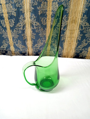 Vintage Viking Swung Emerald Glass Green Pitcher/Vase 14 3/8'' USA