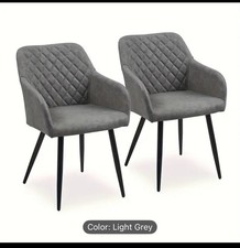 Homcom PU Leather Upholstered Retro Dining Chairs Grey 4