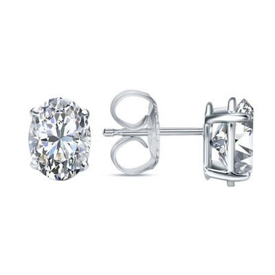 IGI F/VVS 3 Kt Oval Lab Created Grown Diamond Earrings Ohrstecker 18K Weißgold Push