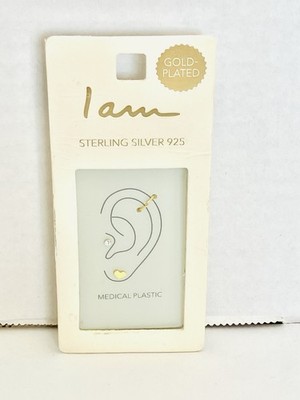 I Am Sterling Silver 925 Gold Plated Earrings New Minor Wear To Box One Ear