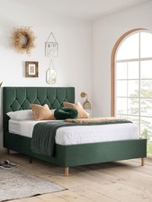 Image of Birlea Loxley King Bed Green | Upholstered Fabric Bed Frame | Sprung Slat Base