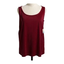 John Mark Women's PM Burgundy Velvet Scoop Neck Tank Top Sleeveless NEW