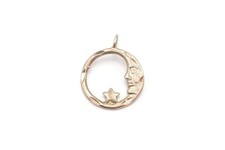 Vintage Sterling Silver 925 Moon Star Pendant F3