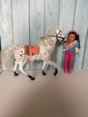 Vintage 1993 & 1994 KID KORE Dancing Brook Native American Doll And Horse Used