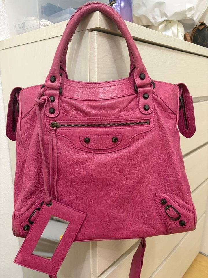 BALENCIAGA The Velo 2way Shoulder Bag HandBag Lambskin 235216 Pink Y2K Excellent
