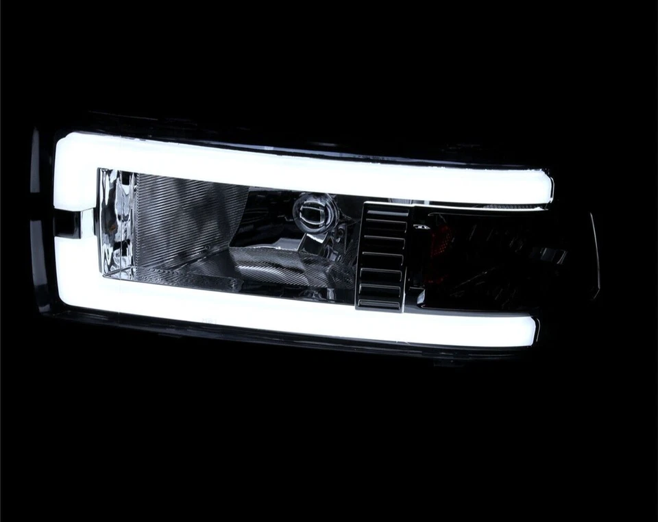 94-01 Dodge RAM 1500 2500 3500 Faro + Esquina 1 pieza Cromo con Fibra DL Contorno Foto 2 de 4