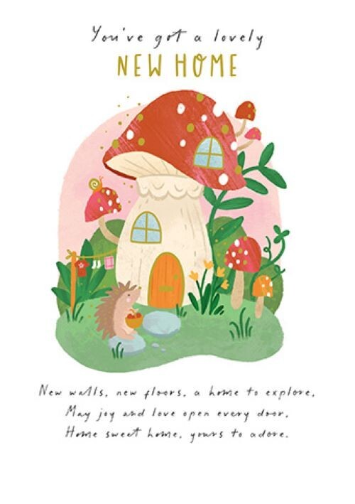 New Home Card – Paper Rose Fable Cute Embossed Gold Foil Design