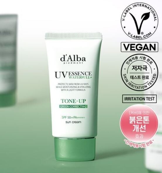 D'ALBA Waterfull UV Essence Tone-Up Sun Cream Green Correcting