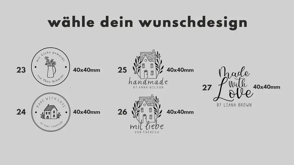 Stempel Handmade by personalisierbar, Made with love Stempel, Handmadestempel - Bild 2 von 4