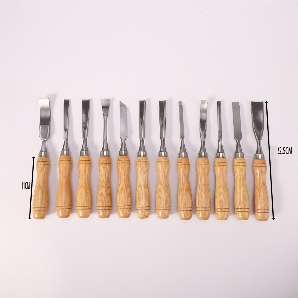 12-Pieces Woodworking Wood Chisel Carving Tool Set with Wooden Box - USA