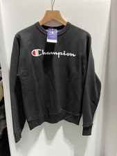 Champion Men's Crew Neck Sweatshirt-Black- Small