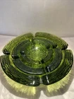 Anchor Hocking "Soreno" Green Glass Nesting Ashtrays Set 3 Vtg Mcm Man Cave Bar