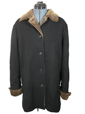 VTG Classic Gimo's Black Cashmere With Brown Wool Shearling Jacket~Coat Sz 48