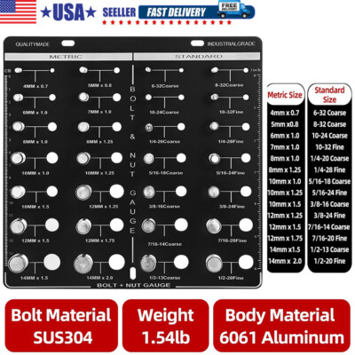 Nut and Bolt Thread Checker 28 Thread Identifier Gauge Inch and Metric ...