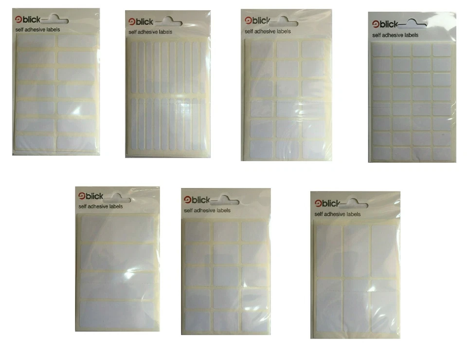 Blick White Mini Small Self Adhesive Sticky Labels - Various Sizes, Styles